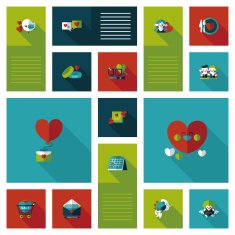 Valentine&lsquo;s Day ui flat design background set eps10 N11