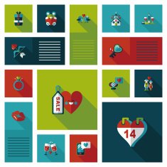 Valentine&lsquo;s Day ui flat design background set eps10 N12