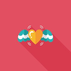 Valentine's Day love heart flat icon with long shadow eps10 N55