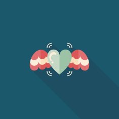 Valentine's Day love heart flat icon with long shadow eps10 N56