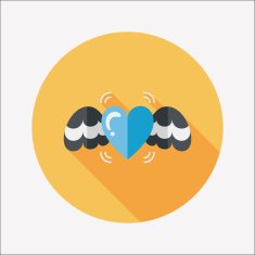 Valentine's Day love heart flat icon with long shadow eps10 N58