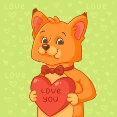 Cute fox with heart N2