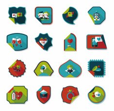 Valentine's Day sticker banner flat design background set N11