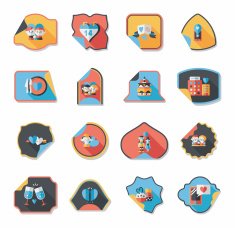 Valentine's Day sticker banner flat design background set N14