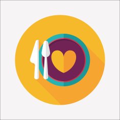 Valentine's Day dinner flat icon with long shadow eps10 N6