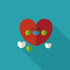 Valentine's Day love heart flat icon with long shadow eps10 N61