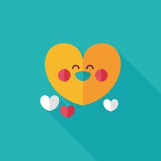 Valentine's Day love heart flat icon with long shadow eps10 N63
