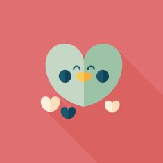 Valentine's Day love heart flat icon with long shadow eps10 N64