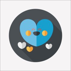 Valentine's Day love heart flat icon with long shadow eps10 N66