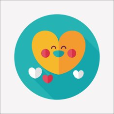 Valentine's Day love heart flat icon with long shadow eps10 N67