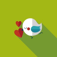Valentine's Day lover bird flat icon with long shadow eps10 N112