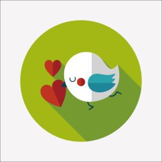 Valentine's Day lover bird flat icon with long shadow eps10 N116
