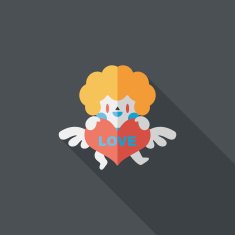 Valentine's Day cupid flat icon with long shadow eps10 N24