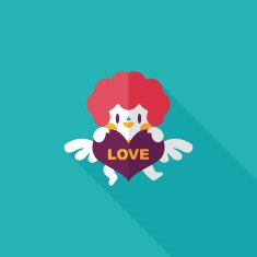 Valentine's Day cupid flat icon with long shadow eps10 N25