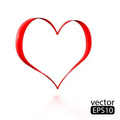 Valentine's day card with ribbon heart