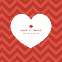 Vector colorful ikat chevron heart silhouette pattern frame N2