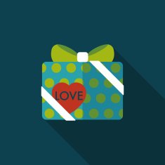 Valentine's Day present flat icon with long shadow eps10 N88