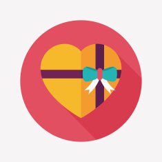 Valentine's Day present flat icon with long shadow eps10 N90