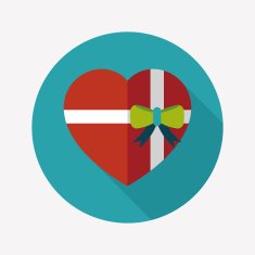 Valentine's Day present flat icon with long shadow eps10 N92