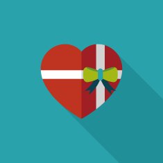 Valentine's Day present flat icon with long shadow eps10 N95