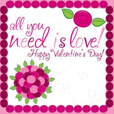 Rose bouquet Valentine's day card in vector format N2
