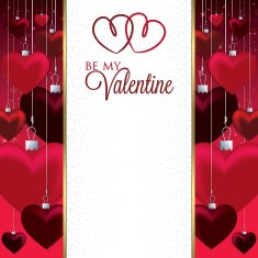 Hanging heart bauble card in vector format
