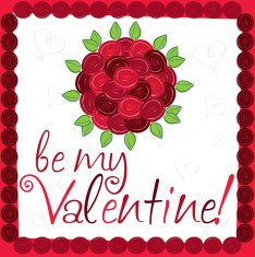 Rose bouquet Valentine's day card in vector format N3