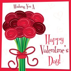 Rose bouquet Valentine's day card in vector format N5