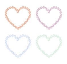 Coloured pearl hearts in vector format N2