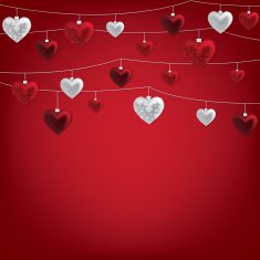 String of Valentine baubles card in vector format