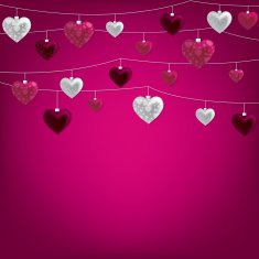 String of Valentine baubles card in vector format N2