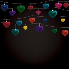 String of Valentine baubles card in vector format N3