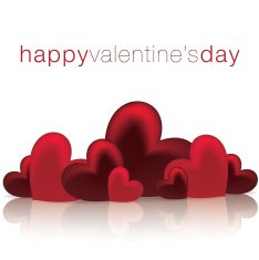 Hearts on a shiny surface Valentine's Day card