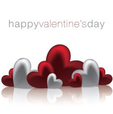 Hearts on a shiny surface Valentine's Day card N2