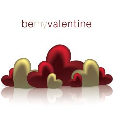 Hearts on a shiny surface Valentine's Day card N3