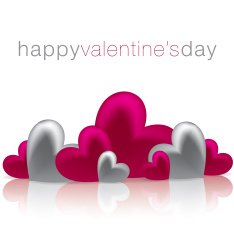 Hearts on a shiny surface Valentine's Day card N4