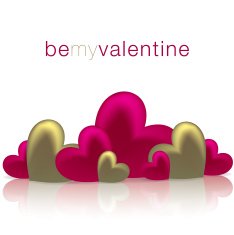 Hearts on a shiny surface Valentine's Day card N5