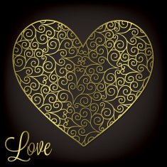 Filigree heart invitation card in vector format N3