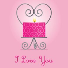 "I Love You" candle and holder card design