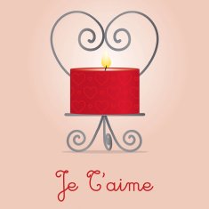 "I Love You" candle and holder card design N3