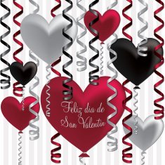 Spanish Happy Valentine's Day balloon card in vector format