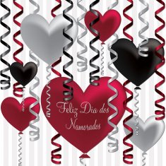 Portuguese Happy Valentine's Day balloon card in vector format