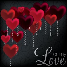 'For My Love' balloon heart card in vector format