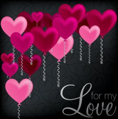 'For My Love' balloon heart card in vector format N2