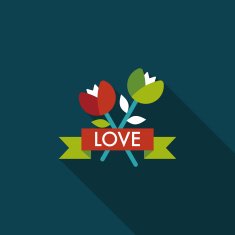 Valentine's Day flower flat icon with long shadow eps10 N78