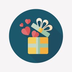 Valentine's Day present flat icon with long shadow eps10 N97