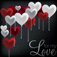 'For My Love' balloon heart card in vector format N3