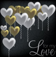 'For My Love' balloon heart card in vector format N5