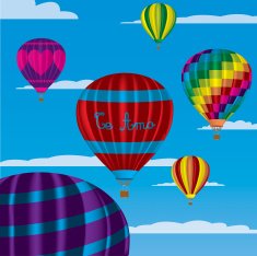 Multi coloured hot air balloons with "Te Amo"