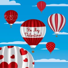 Valentine's hot air balloons in English